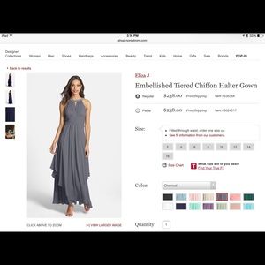 Long Charcoal gray gown w/ beaded detail