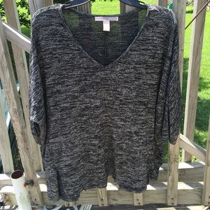 Black and gray v neck sweater