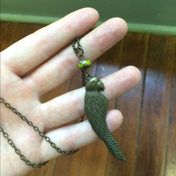 handmade brass parrot necklace