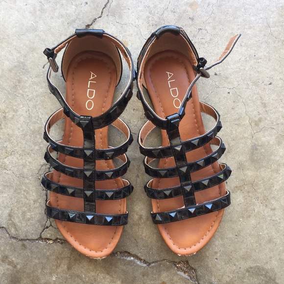 Aldo black studded sandals