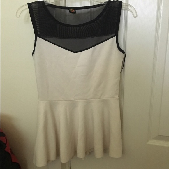 Blue, cream and black peplum shirts - Picture 2 of 3