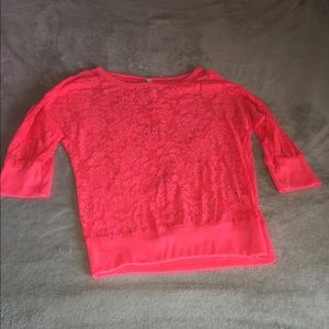 Hot red lace top