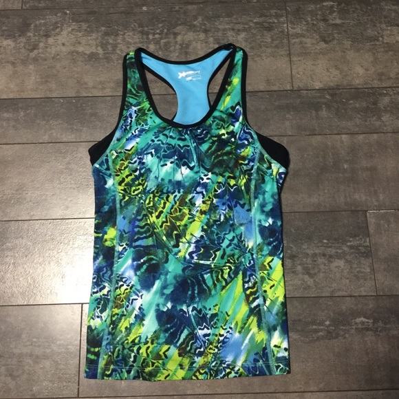 Xersion blue/green/yellow workout tank size small