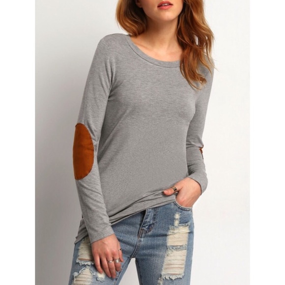 💕LAST ONE💕 ✨Gray Elbow Patch Long Sleeve Top✨ - Picture 3 of 4