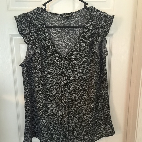 Express black and white blouse