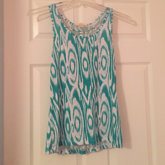 Turquoise and white top