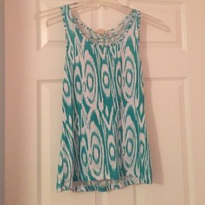 Turquoise and white top