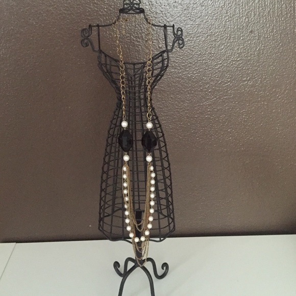 Black and gold layered necklace