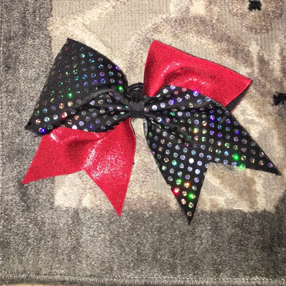 Red and black tick-tock Cheer bow - Picture 1 of 3