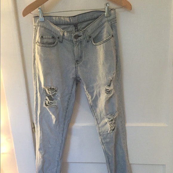 CARMAR Jeans Striped Denim Distressed NWT