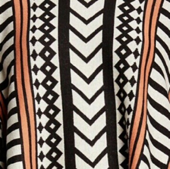 NEW Tribal Aztec Knit Poncho - Black/White/Orange - Picture 3 of 5