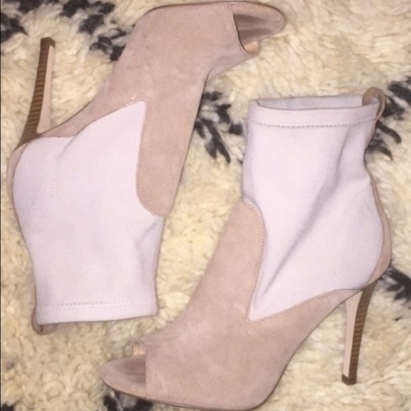 Neutral open toe booties