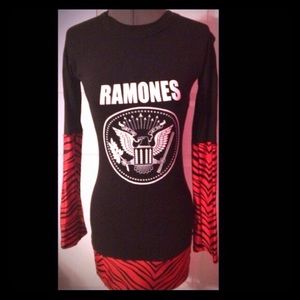 Ramones dress with red zebra trim.