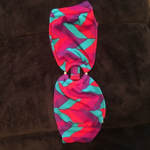 Print Bandeau Bathing Suit Top Sz S - Picture 1 of 2