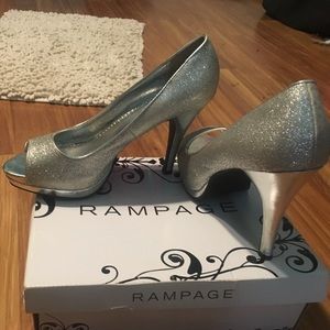 Silver glitter heels