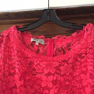 Teri Jon Watermelon Pink lace dress