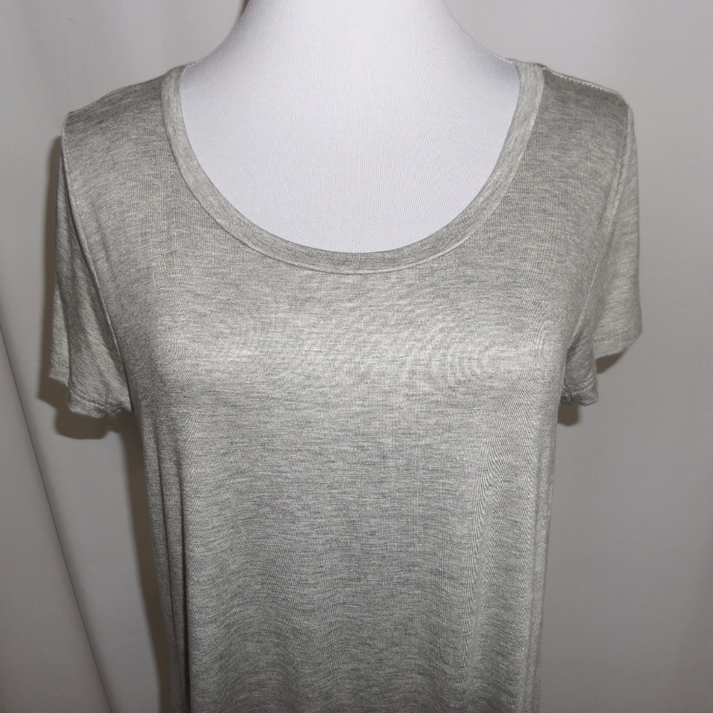 Gray Blouse White Lace Trim - Picture 3 of 8