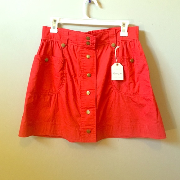 High waisted red skirt