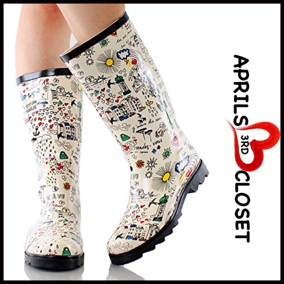 West Blvd Shoes - ❌SOLD RAIN BOOTS Tall French Print Boots