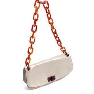 Prada Madras Beige Chain Style Strap Shoulder Bag
