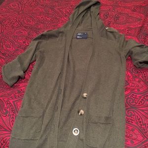 Olive green hooded cardigan
