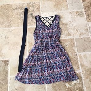 Mini dress; open back with cross-cross design