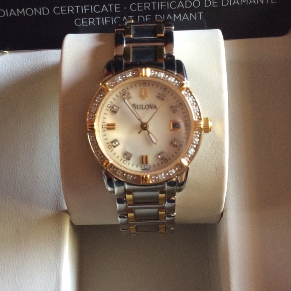 Two toned Bulova with diamond bezel