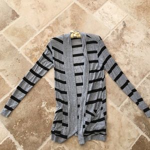 Gray & black striped cardigan