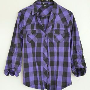 Purple Plaid Button Down Flannel