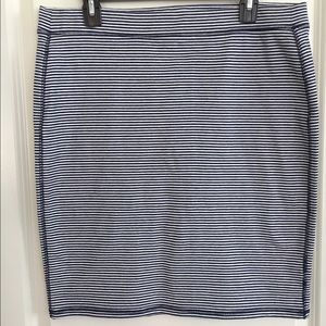 Navy blue and white pencil skirt