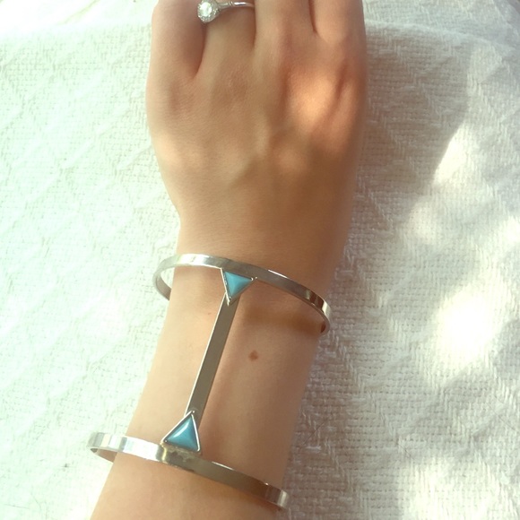 Silver metal cuff with turquoise accents ✨ - Picture 1 of 2
