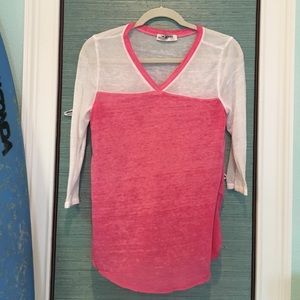 Pink and white hollister sporty v neck