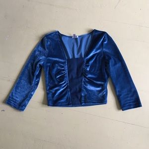 Velvet, royal blue crop top