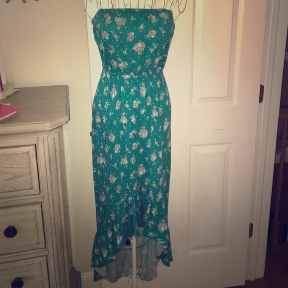 Flowered Strapless High-Low O'Neill Dress