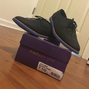 Black and Blue sole Madden Girl oxfords