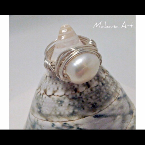 BOGO free!  CUSTOM MADE PEARL WIRE WRAP RING - Picture 1 of 3
