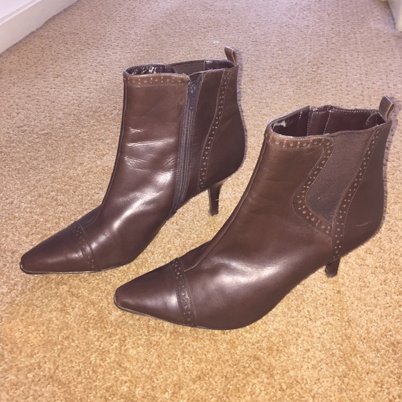 BCBG PARIS Brown Leather Booties - Picture 2 of 3