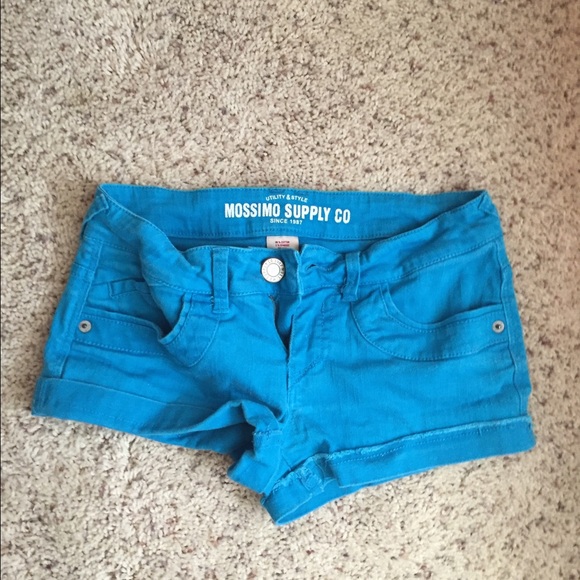 Bright blue booty shorts!