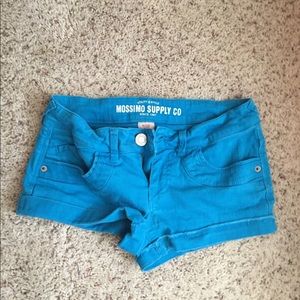 Bright blue booty shorts!