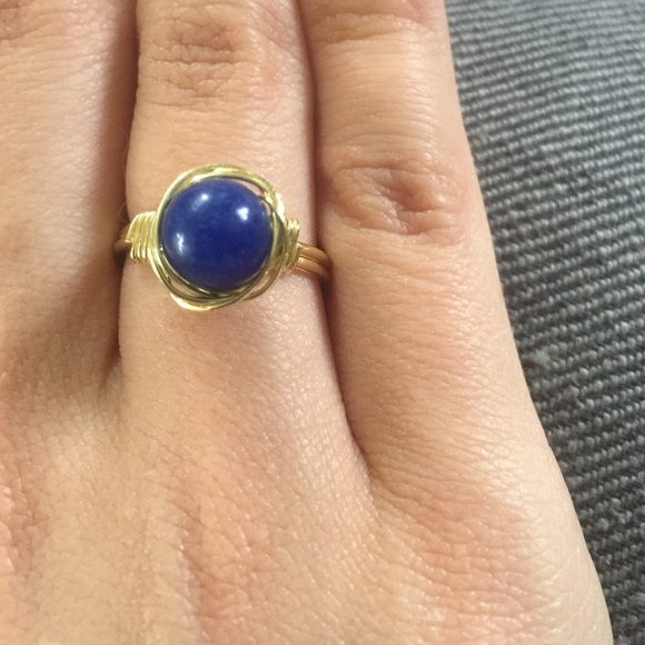14 K Gold Lapis Handmade Eternity Ring