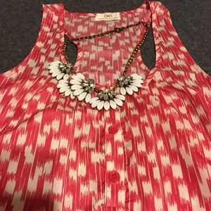 Red and White Patterned Tank Top