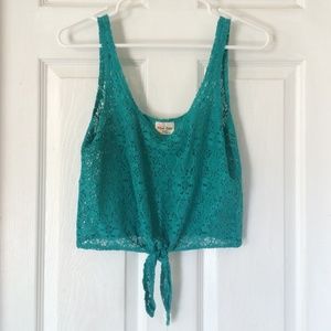 Lace crop top w tie-able strands