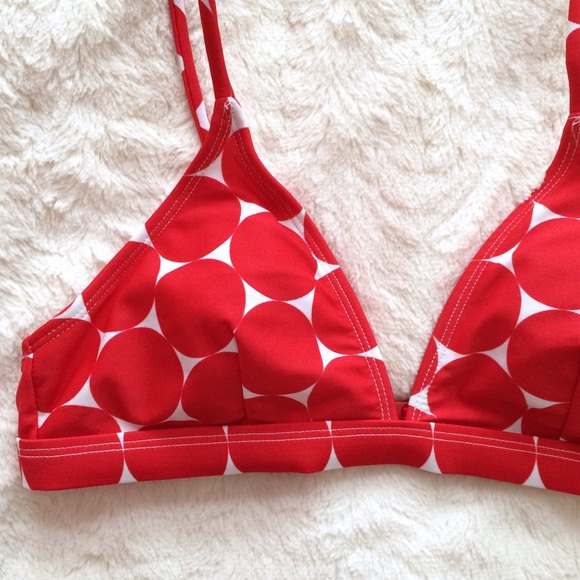 NWOT red & white polka dot triangle swim top - Picture 2 of 4