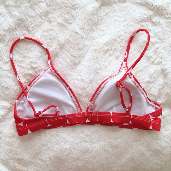 NWOT red & white polka dot triangle swim top - Picture 3 of 4