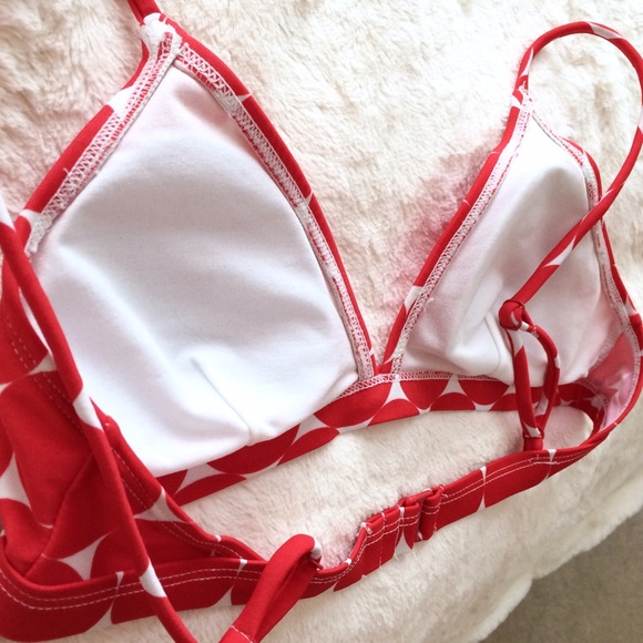 NWOT red & white polka dot triangle swim top - Picture 4 of 4
