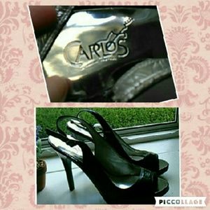 Carlos Santana patent leather peep toe heels