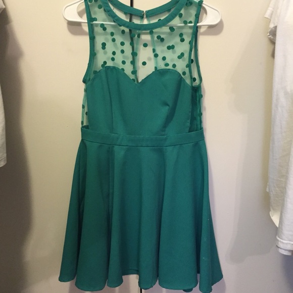 Urban outfitters polka dot dress teal seafoam