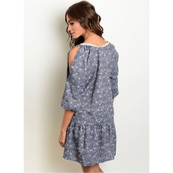 ❗️CLEARANCE❗️Indigo ColdShoulder Tunic Dress S M L - Picture 2 of 2