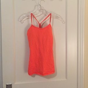 Lululemon power Y tank in bright orange