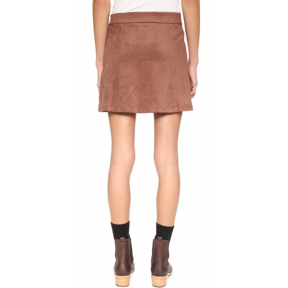 Wayf Skirts - Wayf Suede Button Front Skirt in Brown Wayf Skirts - Wayf Suede Button Front Skirt in Brown